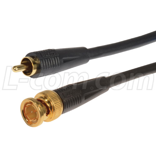 RG59A U BNC To RCA Plug Coaxial Cable Assemblies 75 Ohm Transmission